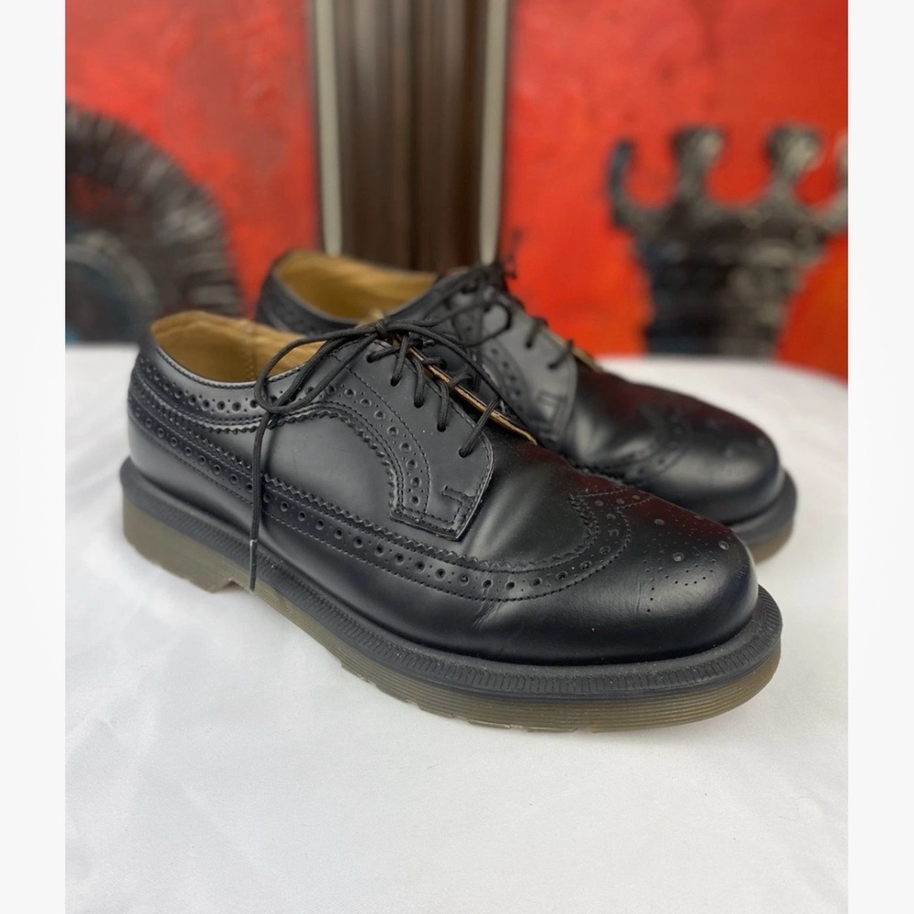 Dr Martens Black Leather Wingtip 3989 Oxford Brogue Shoes Mens Sz 5/ Wmn 6/EU 39